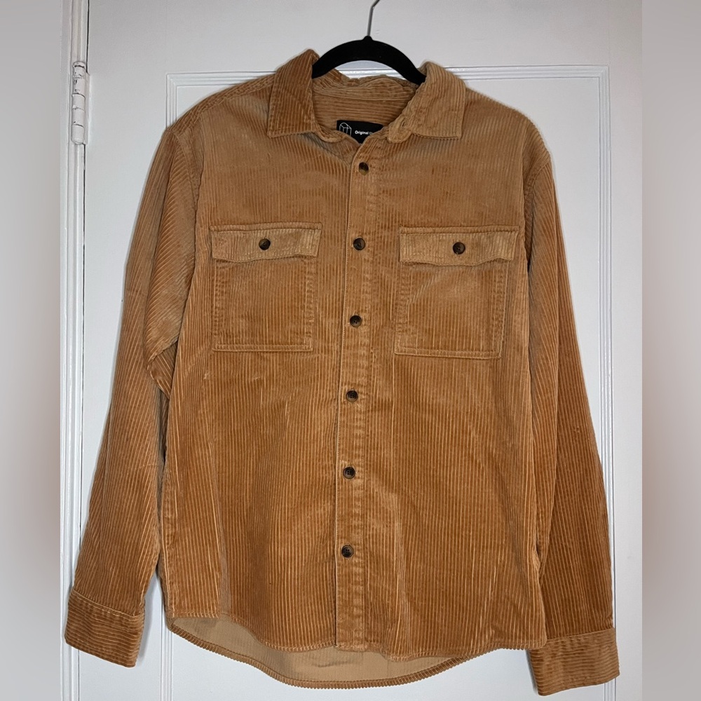 Original Use Corduroy Shirt Jacket in Camel Tan